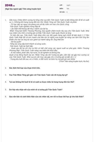 (Ngữ liệu ngoài sgk) Trên sông truyền hịch