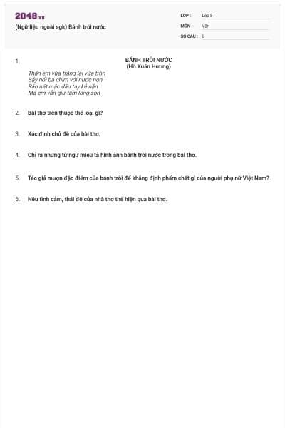 (Ngữ liệu ngoài sgk) Bánh trôi nước