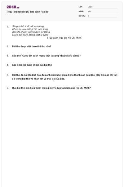 (Ngữ liệu ngoài sgk) Tức cảnh Pác Bó