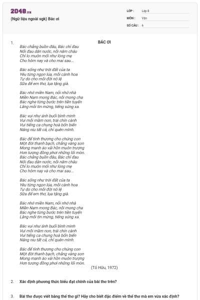 (Ngữ liệu ngoài sgk) Bác ơi