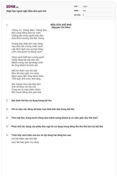 (Ngữ liệu ngoài sgk) Mùa dứa quê nhà