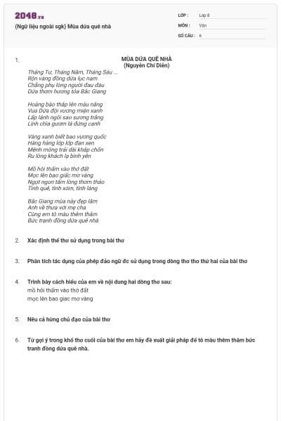 (Ngữ liệu ngoài sgk) Mùa dứa quê nhà