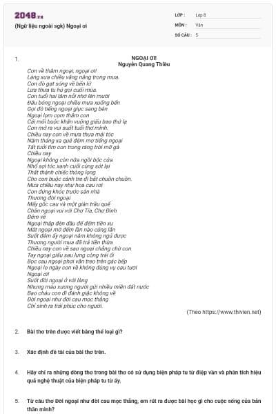 (Ngữ liệu ngoài sgk) Ngoại ơi