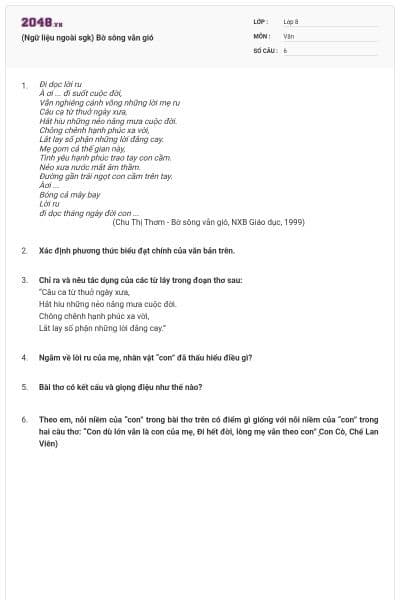 (Ngữ liệu ngoài sgk) Bờ sông vẫn gió