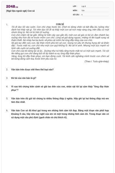 (Ngữ liệu ngoài sgk) Con sẻ