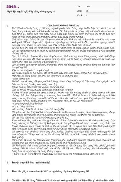 (Ngữ liệu ngoài sgk) Cây bàng không rụng lá