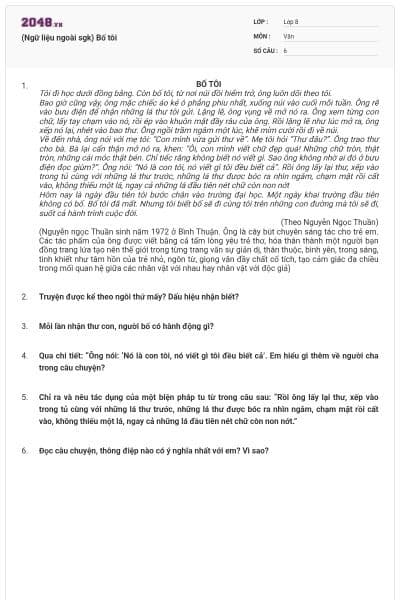 (Ngữ liệu ngoài sgk) Bố tôi