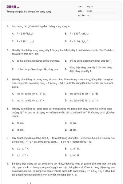 Tương tác giữa hai dòng điện song song