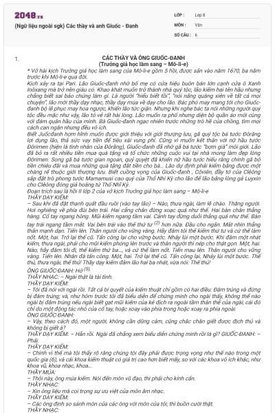 (Ngữ liệu ngoài sgk) Các thầy và anh Giuốc - Đanh