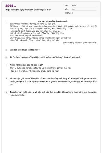 (Ngữ liệu ngoài sgk) Nhưng nó phải bằng hai mày