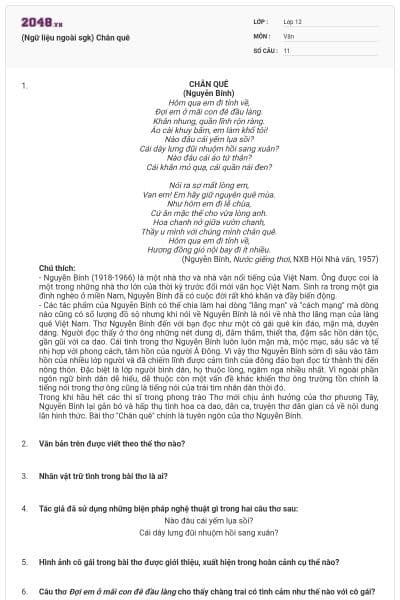 (Ngữ liệu ngoài sgk) Chân quê