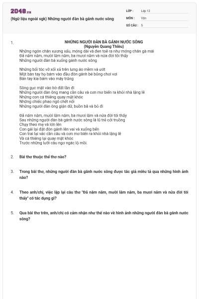 (Ngữ liệu ngoài sgk) Những người đàn bà gánh nước sông