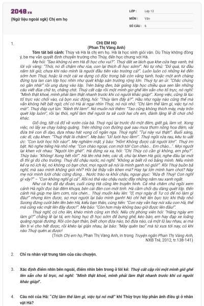 (Ngữ liệu ngoài sgk) Chị em họ