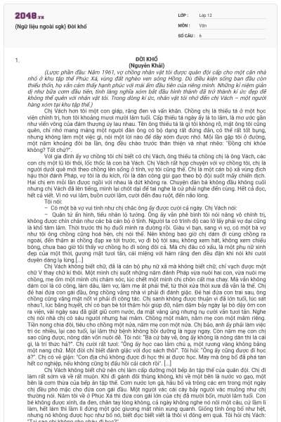 (Ngữ liệu ngoài sgk) Đời khổ