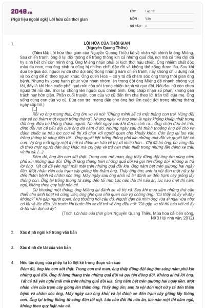 (Ngữ liệu ngoài sgk) Lời hứa của thời gian