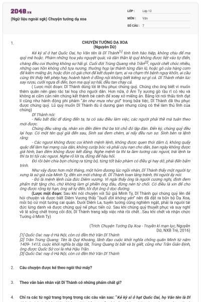 (Ngữ liệu ngoài sgk) Chuyện tướng dạ xoa