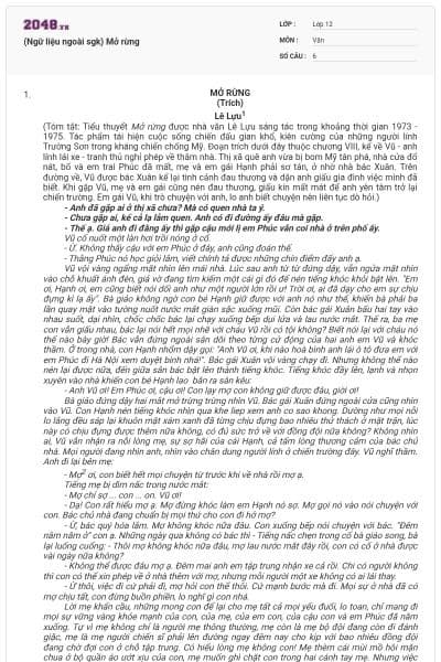 (Ngữ liệu ngoài sgk) Mở rừng