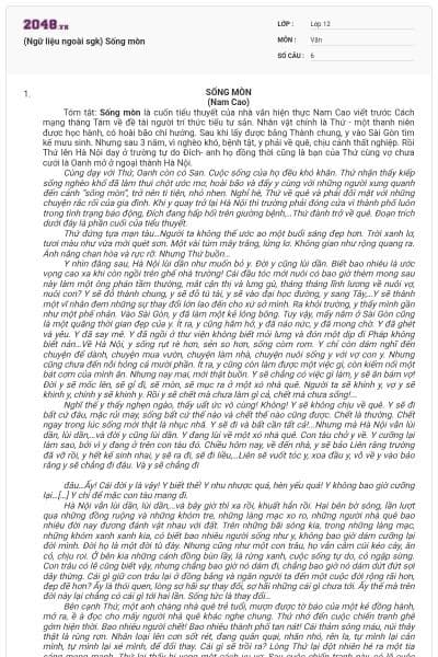 (Ngữ liệu ngoài sgk) Sống mòn