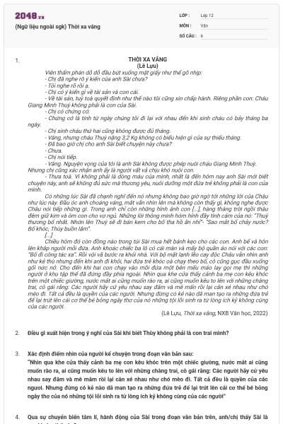 (Ngữ liệu ngoài sgk) Thời xa vắng