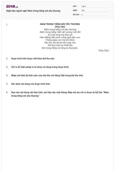 (Ngữ liệu ngoài sgk) Nằm trong tiếng nói yêu thương