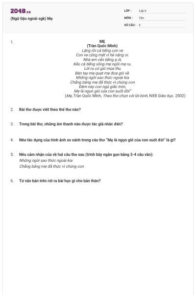 (Ngữ liệu ngoài sgk) Mẹ