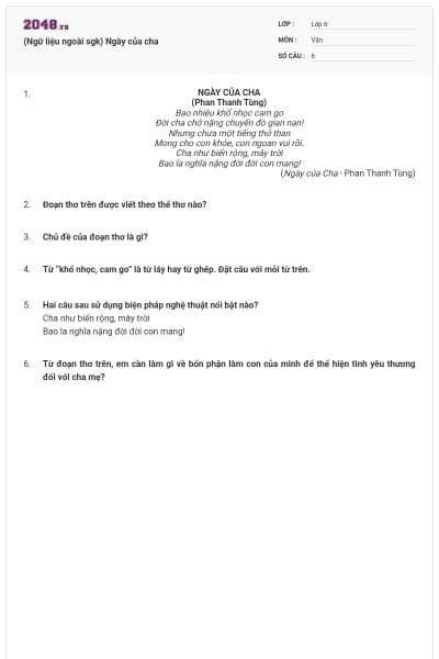 (Ngữ liệu ngoài sgk) Ngày của cha