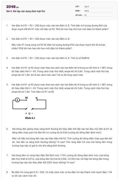 Bài 6: Bài tập vận dụng định luật Ôm