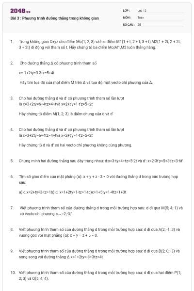 Bài 3 : Phương trình đường thẳng trong không gian