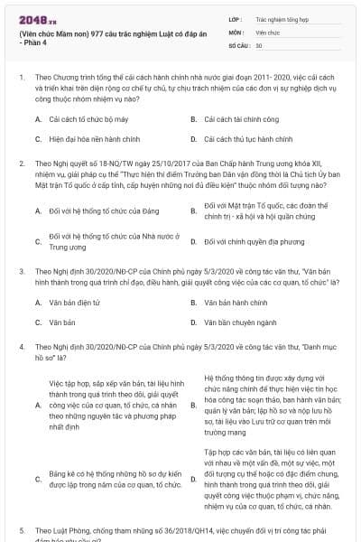(Viên chức Mầm non) 977 câu trắc nghiệm Luật có đáp án - Phần 4