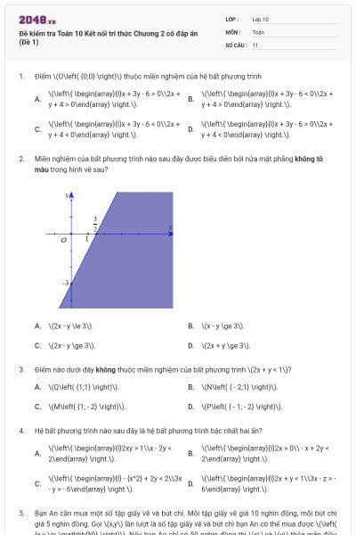 Đề kiểm tra Toán 10 Kết nối tri thức Chương 2 có đáp án (Đề 1)