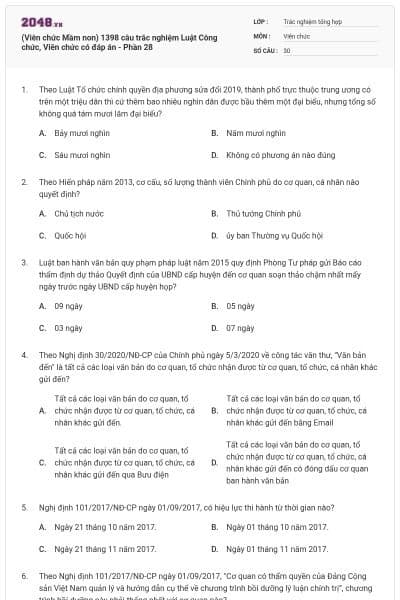 (Viên chức Mầm non) 1398 câu trắc nghiệm Luật Công chức, Viên chức có đáp án - Phần 28