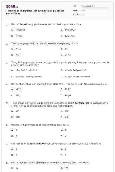 Tổng hợp đề thi thử môn Toán cực hay có lời giải chi tiết mới nhất(P3)