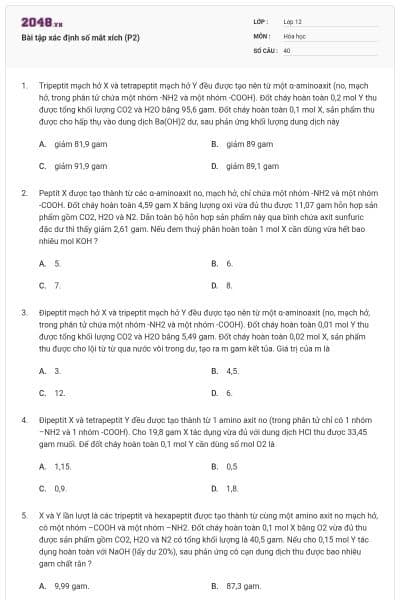 Bài tập xác định số mắt xích (P2)