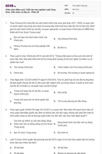 (Viên chức Mầm non) 1398 câu trắc nghiệm Luật Công chức, Viên chức có đáp án - Phần 38