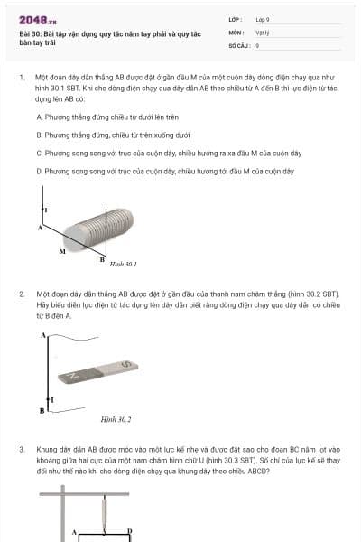 Bài 30: Bài tập vận dụng quy tắc nắm tay phải và quy tắc bàn tay trái