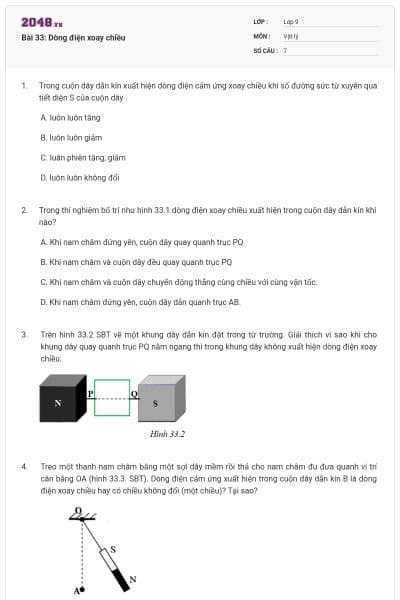 Bài 33: Dòng điện xoay chiều