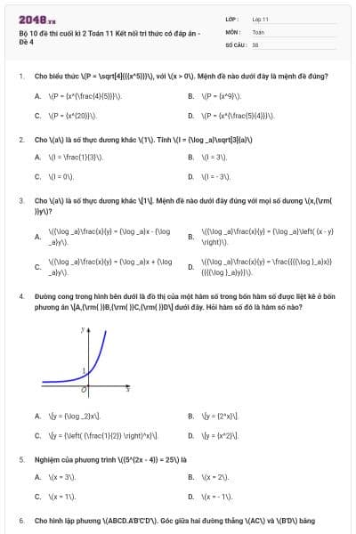 Bộ 10 đề thi cuối kì 2 Toán 11 Kết nối tri thức có đáp án - Đề 4