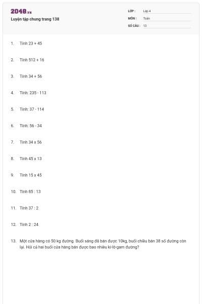 Luyện tập chung trang 138