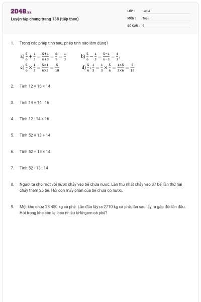Luyện tập chung trang 138 (tiếp theo)