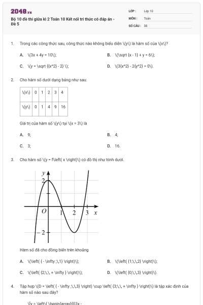 Bộ 10 đề thi giữa kì 2 Toán 10 Kết nối tri thức có đáp án - Đề 5