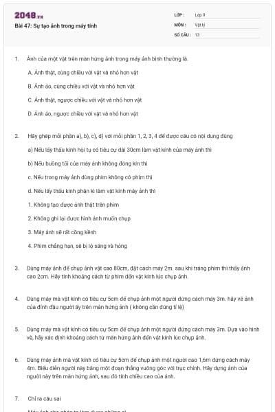 Bài 47: Sự tạo ảnh trong máy tính