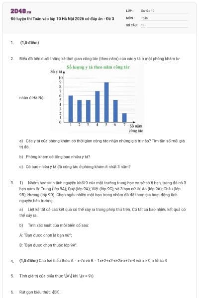 Đề luyện thi Toán vào lớp 10 Hà Nội 2026 có đáp án - Đề 3