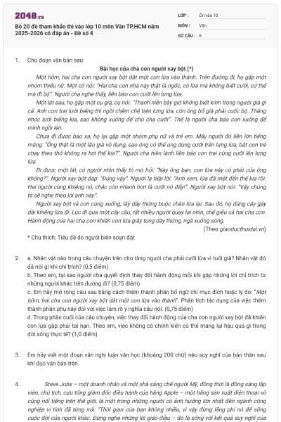 Bộ 20 đề tham khảo thi vào lớp 10 môn Văn TP.HCM năm 2025-2026 có đáp án - Đề số 4