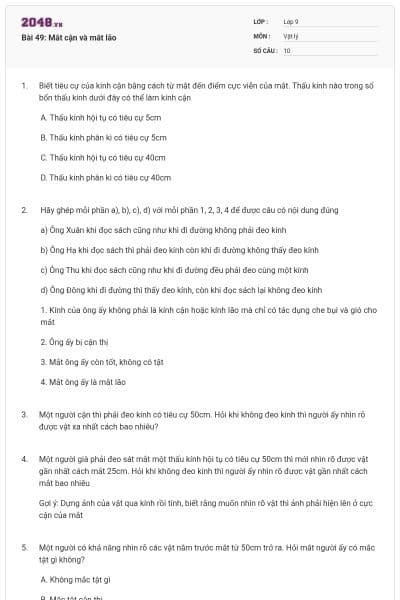 Bài 49: Mắt cận và mắt lão