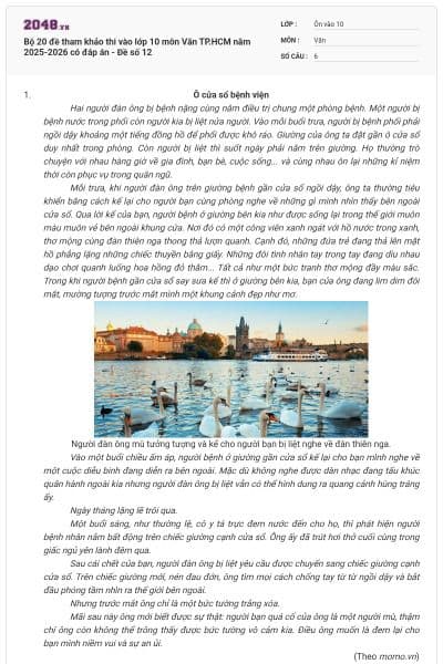 Bộ 20 đề tham khảo thi vào lớp 10 môn Văn TP.HCM năm 2025-2026 có đáp án - Đề số 12