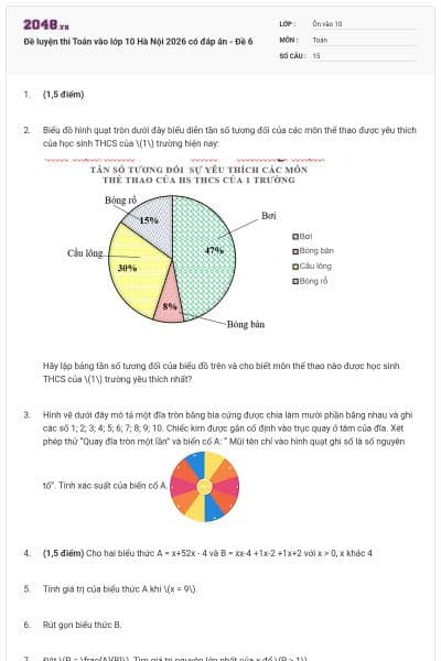 Đề luyện thi Toán vào lớp 10 Hà Nội 2026 có đáp án - Đề 6