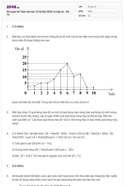 Đề luyện thi Toán vào lớp 10 Hà Nội 2026 có đáp án - Đề 10