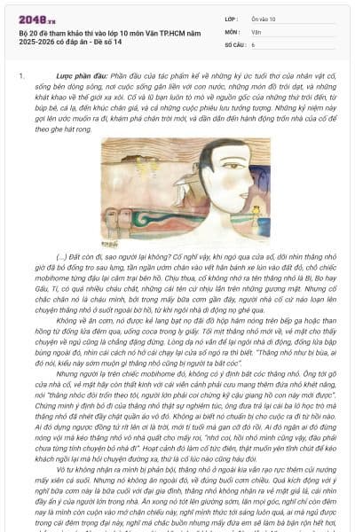 Bộ 20 đề tham khảo thi vào lớp 10 môn Văn TP.HCM năm 2025-2026 có đáp án - Đề số 14