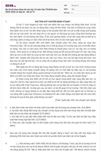 Bộ 20 đề tham khảo thi vào lớp 10 môn Văn TP.HCM năm 2025-2026 có đáp án - Đề số 15