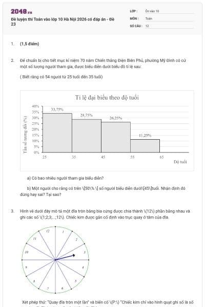 Đề luyện thi Toán vào lớp 10 Hà Nội 2026 có đáp án - Đề 23